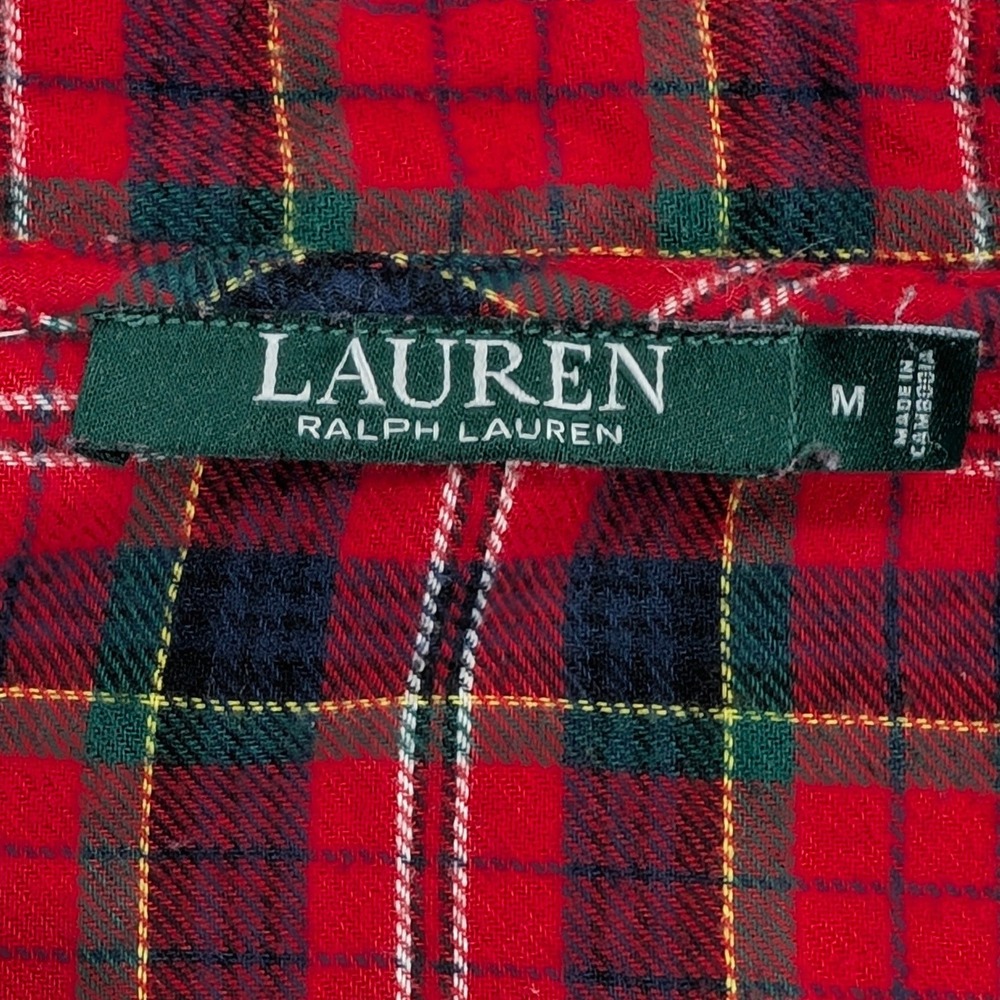 Lauren Ralph Lauren Red Plaid Tartan Women's Button Down Shirt Dress RL Crest M - Picture 8 of 10